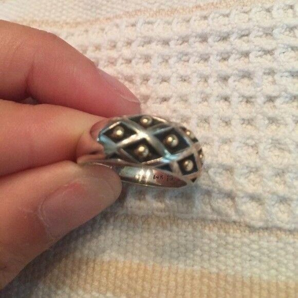 James Avery 14k Gold Silver Dot Lattice Ring
